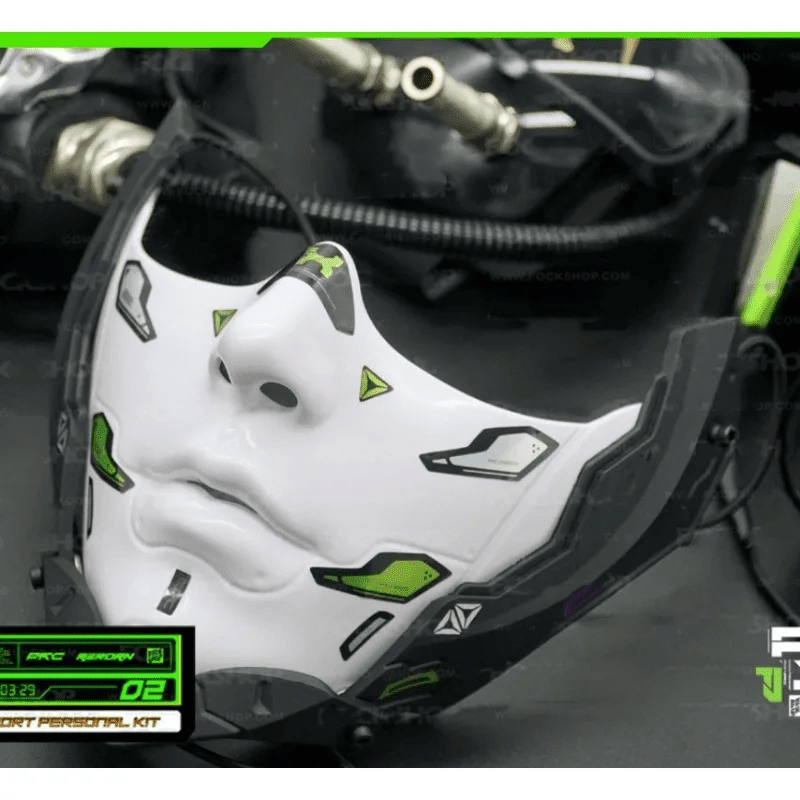Cyberpunk Half Face Mechanical Mask – Red | Cosplay & Halloween Costume Prop - GiftMira