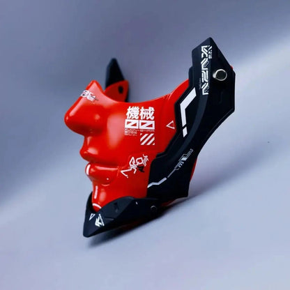 Cyberpunk Half Face Mechanical Mask – Red | Cosplay & Halloween Costume Prop - GiftMira