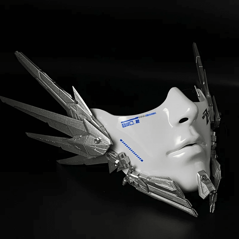 Cyberpunk Half Face Mechanical Mask – Red | Cosplay & Halloween Costume Prop - GiftMira