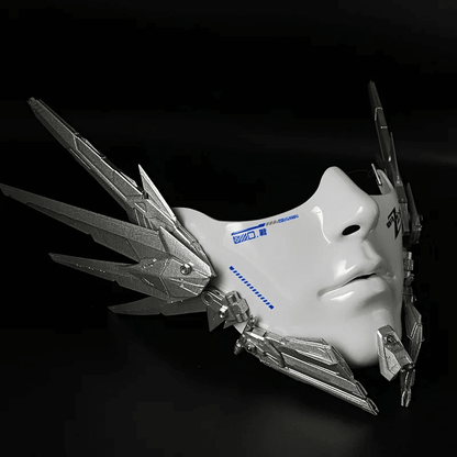 Cyberpunk Half Face Mechanical Mask – Red | Cosplay & Halloween Costume Prop - GiftMira