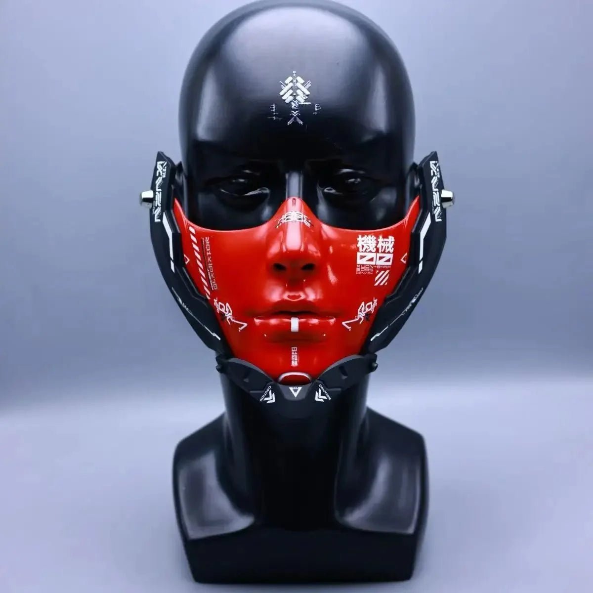 Cyberpunk Half Face Mechanical Mask – Red | Cosplay & Halloween Costume Prop - GiftMira