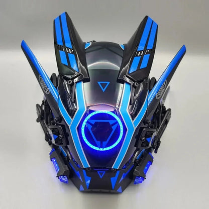 Cyberpunk Helmet Shinobi Mask: Robot Samurai Armor with LED Light - GiftMira