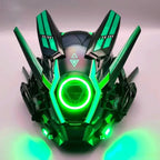 Cyberpunk Helmet Shinobi Mask: Robot Samurai Armor with LED Light - GiftMira