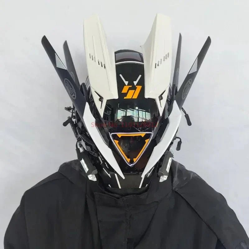 Cyberpunk Helmet Shinobi Mask: Robot Samurai Armor with LED Light - GiftMira
