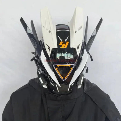 Cyberpunk Helmet Shinobi Mask: Robot Samurai Armor with LED Light - GiftMira