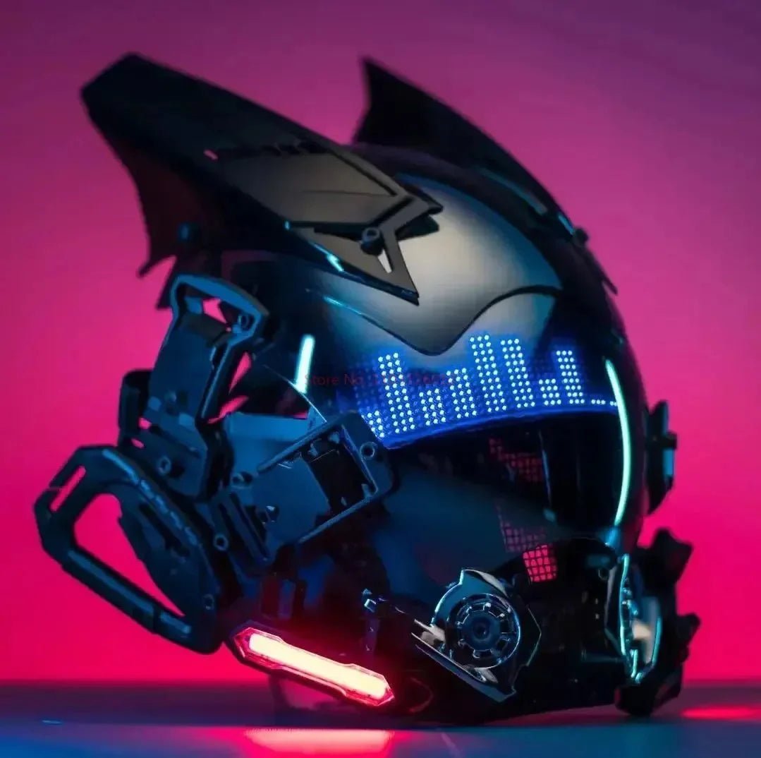 Cyberpunk Helmet Shinobi Mask: Robot Samurai Armor with LED Light - GiftMira