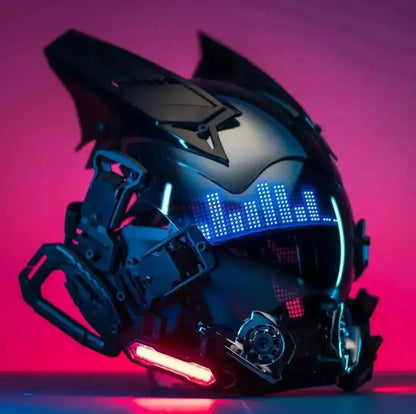 Cyberpunk Helmet Shinobi Mask: Robot Samurai Armor with LED Light - GiftMira