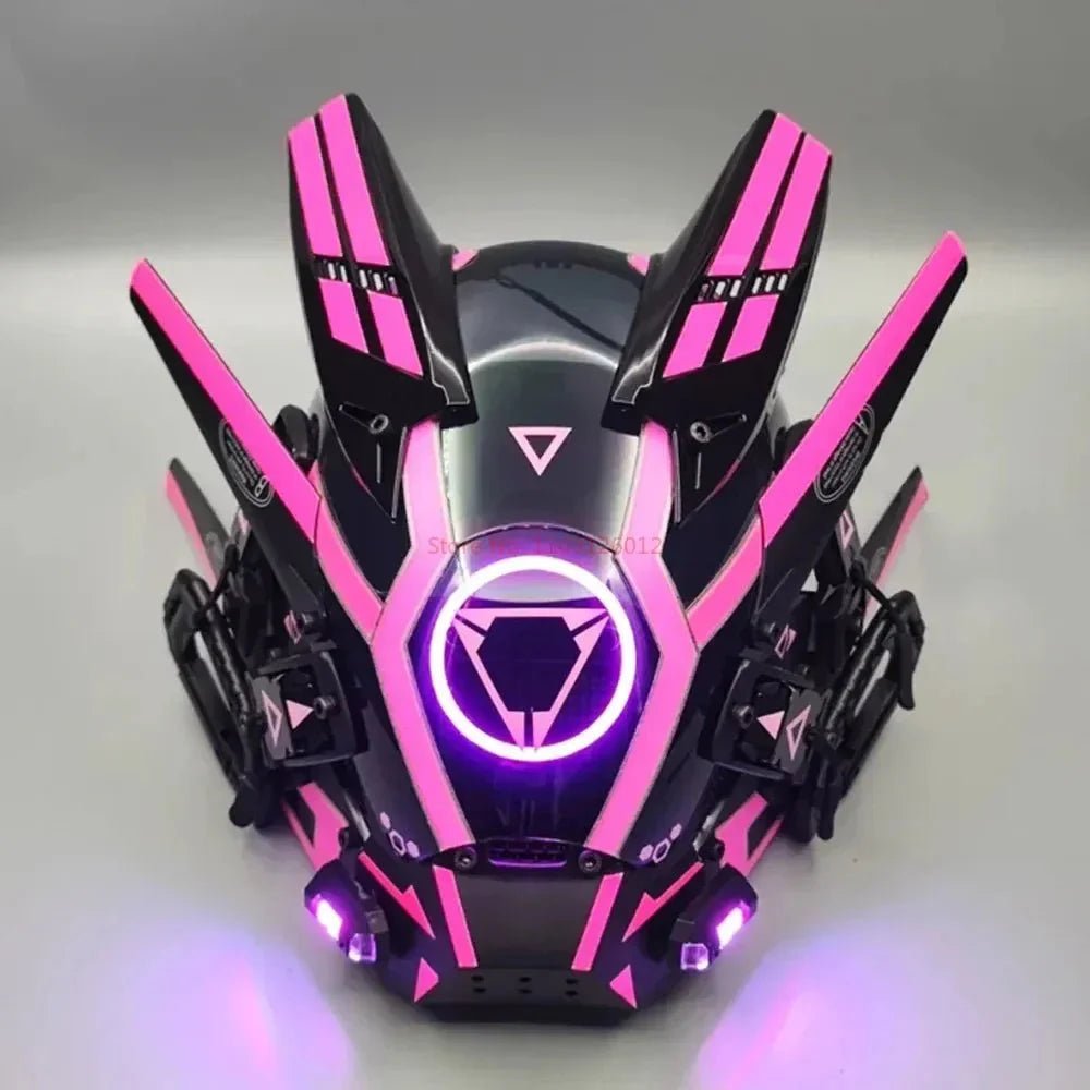 Cyberpunk Helmet Shinobi Mask: Robot Samurai Armor with LED Light - GiftMira