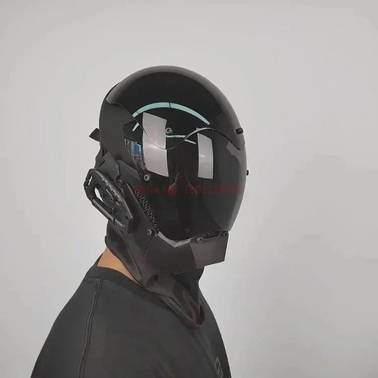 Cyberpunk Helmet Shinobi Mask: Robot Samurai Armor with LED Light - GiftMira