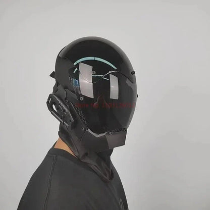 Cyberpunk Helmet Shinobi Mask: Robot Samurai Armor with LED Light - GiftMira