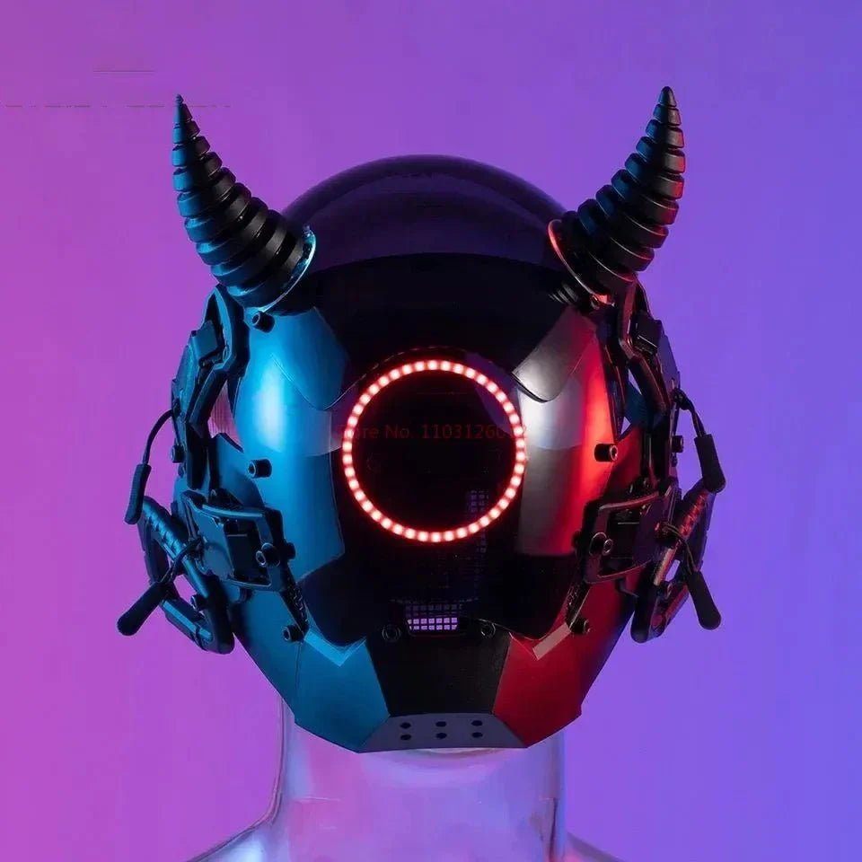 Cyberpunk Helmet Shinobi Mask: Robot Samurai Armor with LED Light - GiftMira