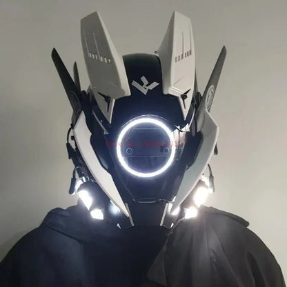 Cyberpunk Helmet Shinobi Mask: Robot Samurai Armor with LED Light - GiftMira