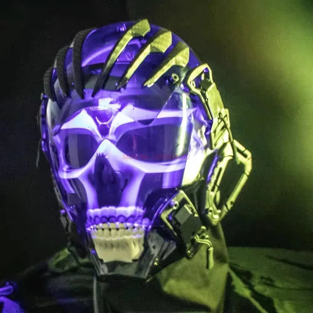 Cyberpunk Helmet Shinobi Mask: Robot Samurai Armor with LED Light - GiftMira