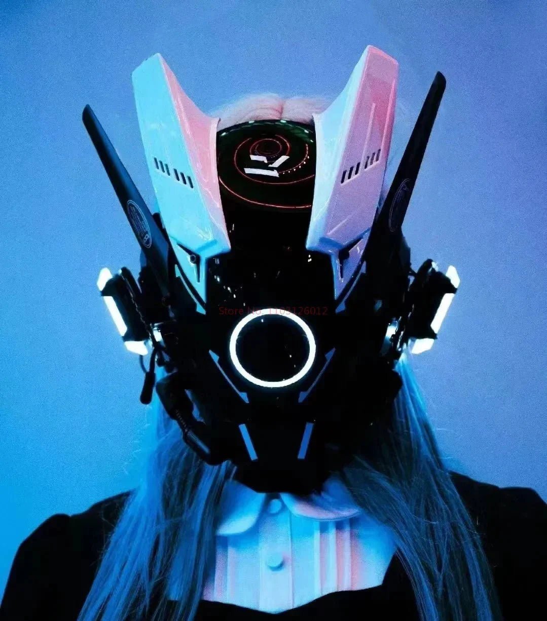 Cyberpunk Helmet Shinobi Mask: Robot Samurai Armor with LED Light - GiftMira