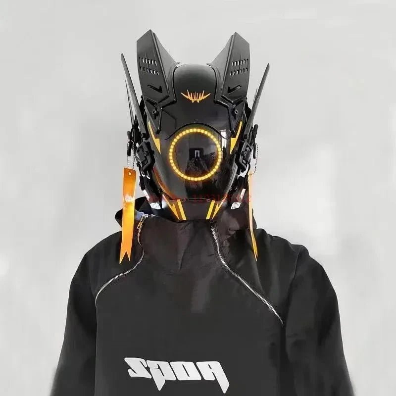 Cyberpunk Helmet Shinobi Mask: Robot Samurai Armor with LED Light - GiftMira