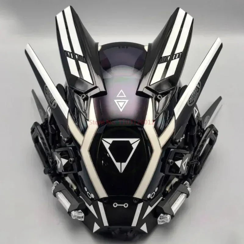 Cyberpunk Helmet Shinobi Mask: Robot Samurai Armor with LED Light - GiftMira