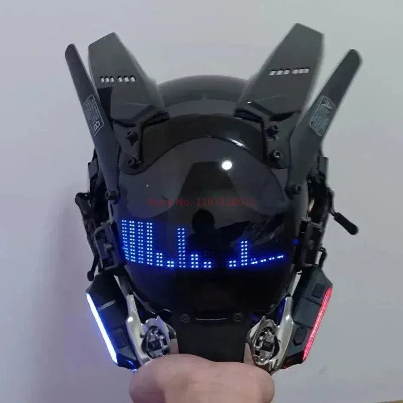 Cyberpunk Helmet Shinobi Mask: Robot Samurai Armor with LED Light - GiftMira