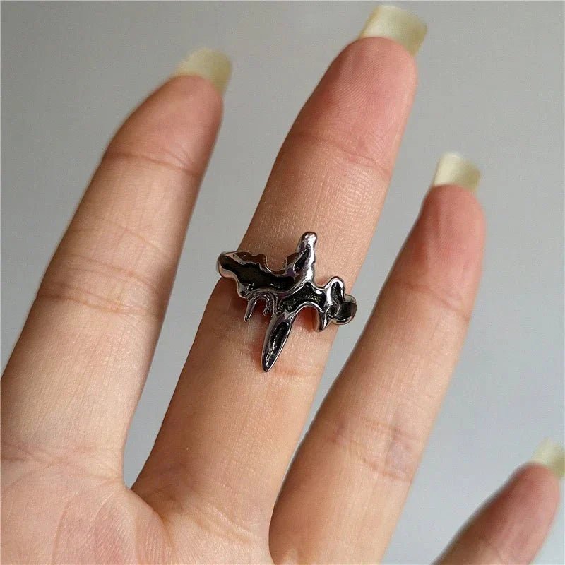 DarkAesthetic™ Gothic Cross Ring | Punk Irregular Y2K Grunge Jewelry - GiftMira