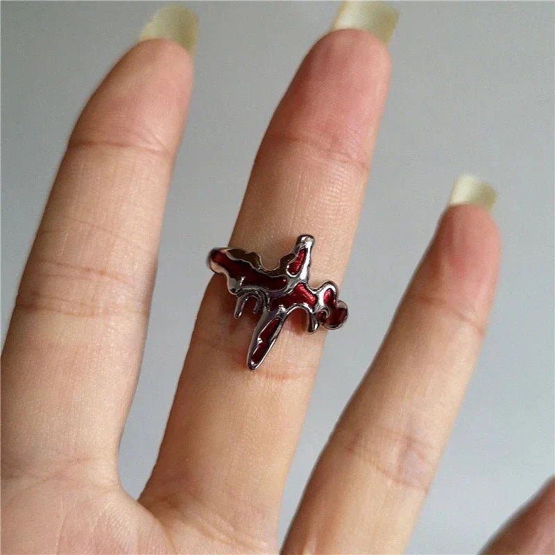 DarkAesthetic™ Gothic Cross Ring | Punk Irregular Y2K Grunge Jewelry - GiftMira