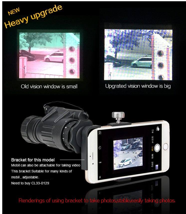 Digital PVS - 14 Style Night Vision Monocular – 2X 28mm, 850nm IR Illuminator - GiftMira