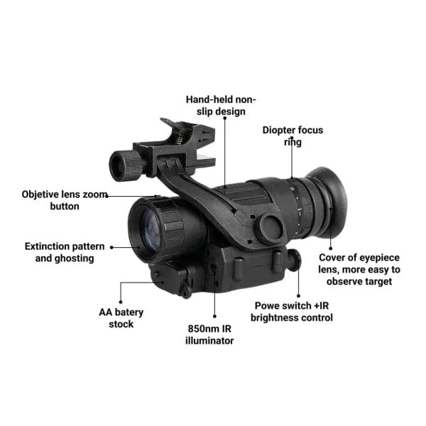 Digital PVS - 14 Style Night Vision Monocular – 2X 28mm, 850nm IR Illuminator - GiftMira