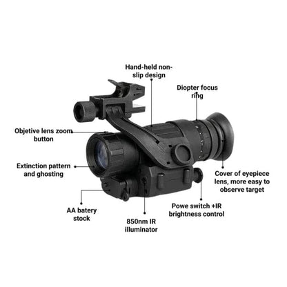 Digital PVS - 14 Style Night Vision Monocular – 2X 28mm, 850nm IR Illuminator - GiftMira