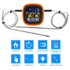Dual Probe Digital Kitchen Meat Thermometer Touch Screen BBQ Food Temperature Gauge with Timer - GiftMira