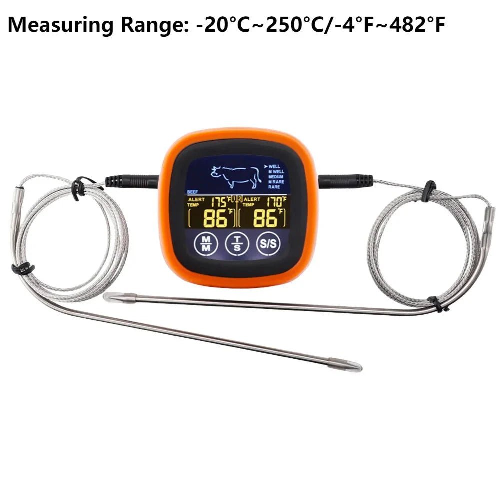 Dual Probe Digital Kitchen Meat Thermometer Touch Screen BBQ Food Temperature Gauge with Timer - GiftMira