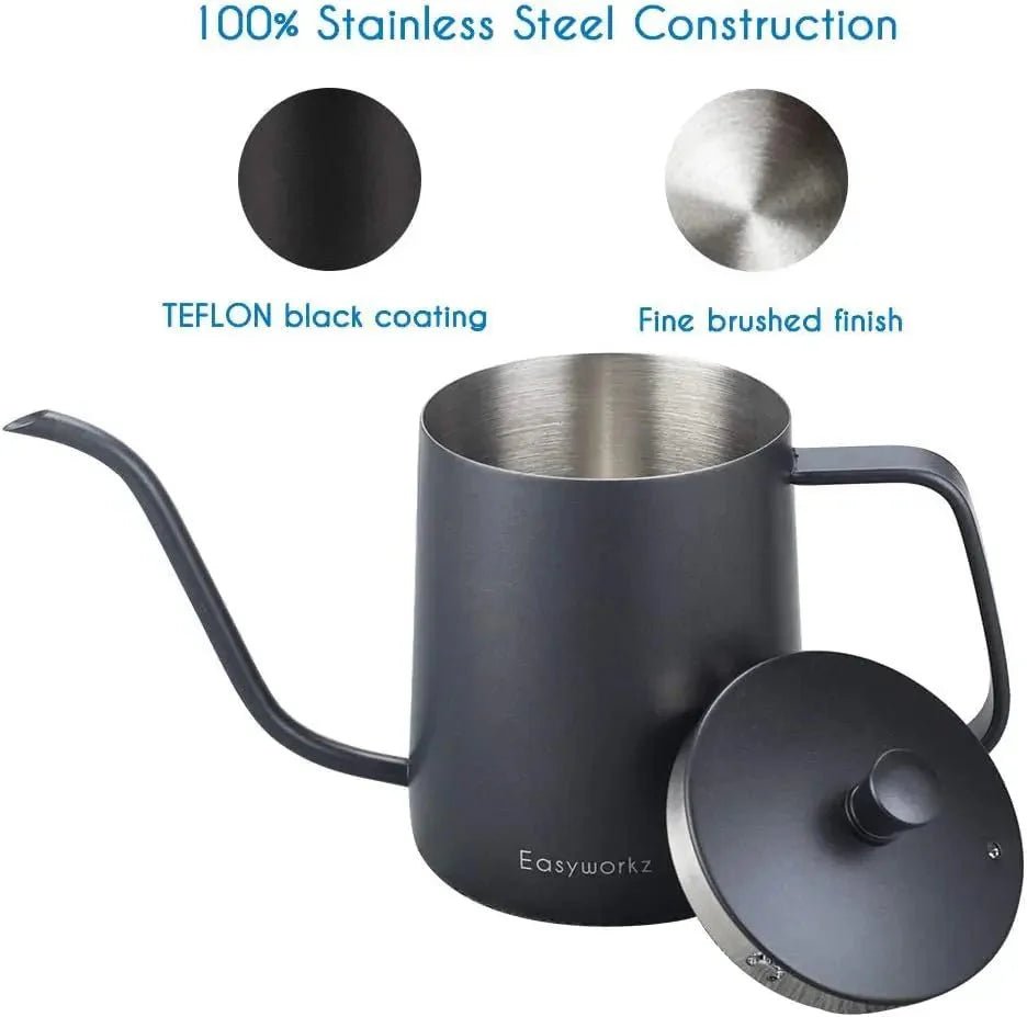 Easyworkz Gage Gooseneck Stainless Steel Pour Over Coffee Kettle - Coffee Pot With Long Narrow Spout - GiftMira