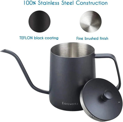 Easyworkz Gage Gooseneck Stainless Steel Pour Over Coffee Kettle - Coffee Pot With Long Narrow Spout - GiftMira