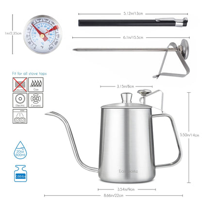Easyworkz Gage Gooseneck Stainless Steel Pour Over Coffee Kettle - Coffee Pot With Long Narrow Spout - GiftMira
