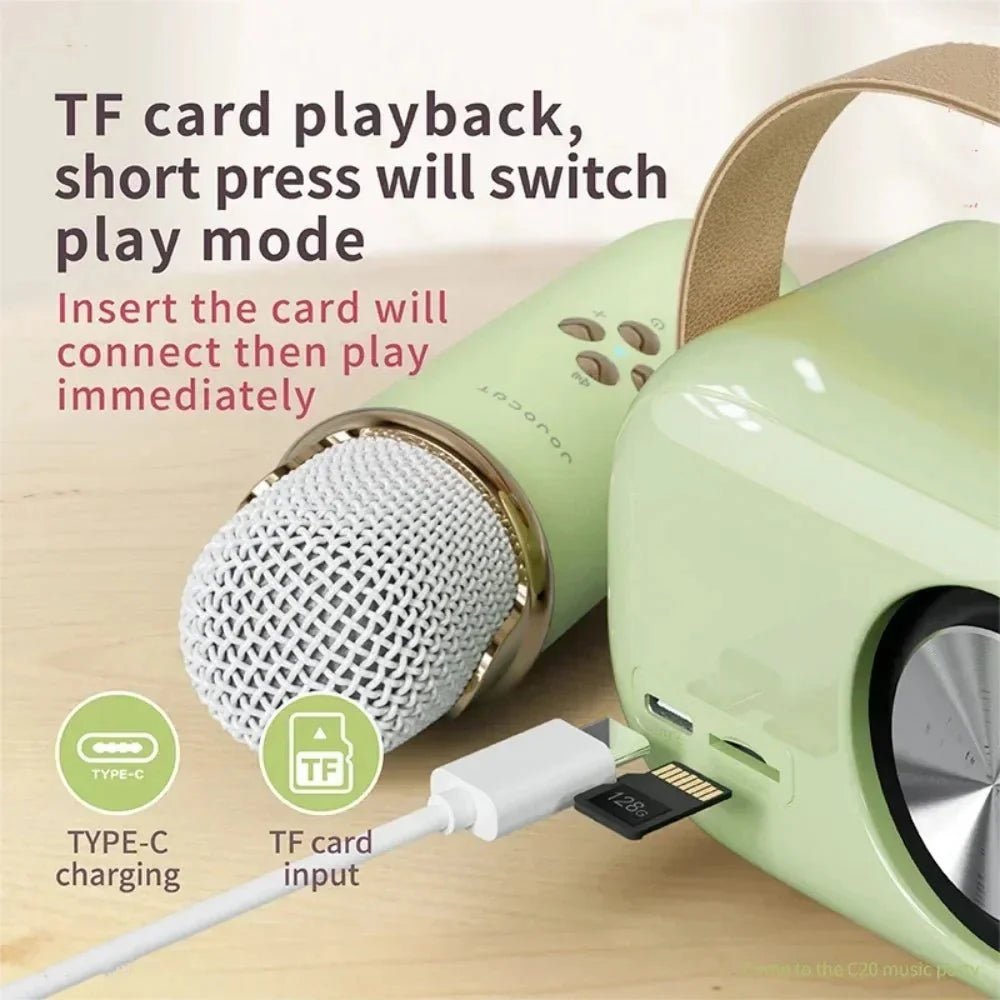 EchoVibe: Bluetooth Karaoke Speaker | TF Card, FM Radio, HiFi Bass, Hands - Free Calls - GiftMira
