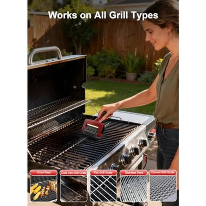 Electric Grill Brush Rechargeable 650RPM Spinning LED Stainless Steel Cordless BBQ Cleaner Outdoor - GiftMira