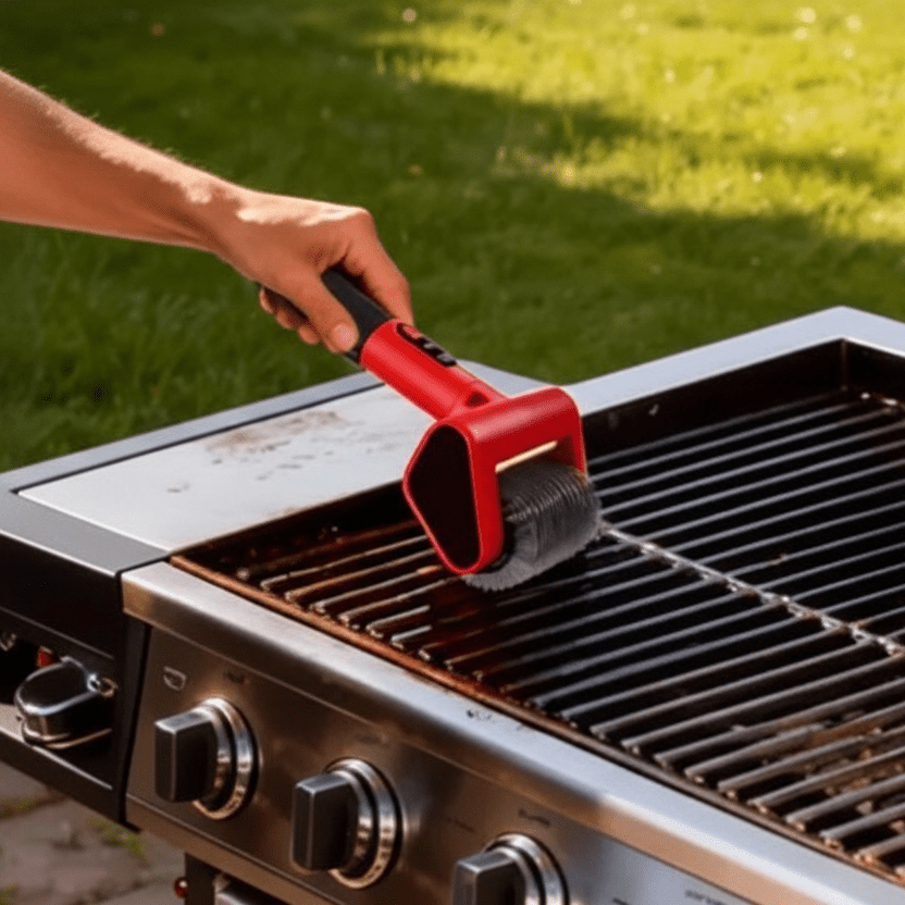 Electric Grill Brush Rechargeable 650RPM Spinning LED Stainless Steel Cordless BBQ Cleaner Outdoor - GiftMira