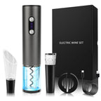 Electric Wine Opener Gift Set 7 - in - 1, Rechargeable Automatic Corkscrew with Foil Cutter Aerator Stoppers - GiftMira