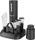 Electric Wine Opener Gift Set 7 - in - 1, Rechargeable Automatic Corkscrew with Foil Cutter Aerator Stoppers - GiftMira