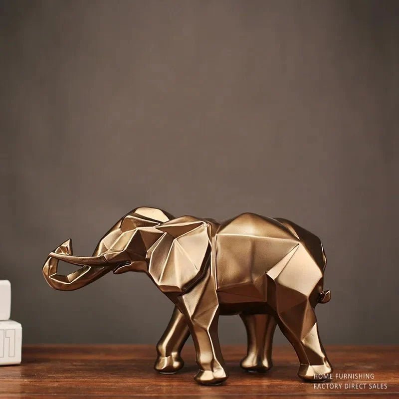 Elephant Statue Geometric Sculpture Abstract Animal Home Office Desk Decor Gift - GiftMira