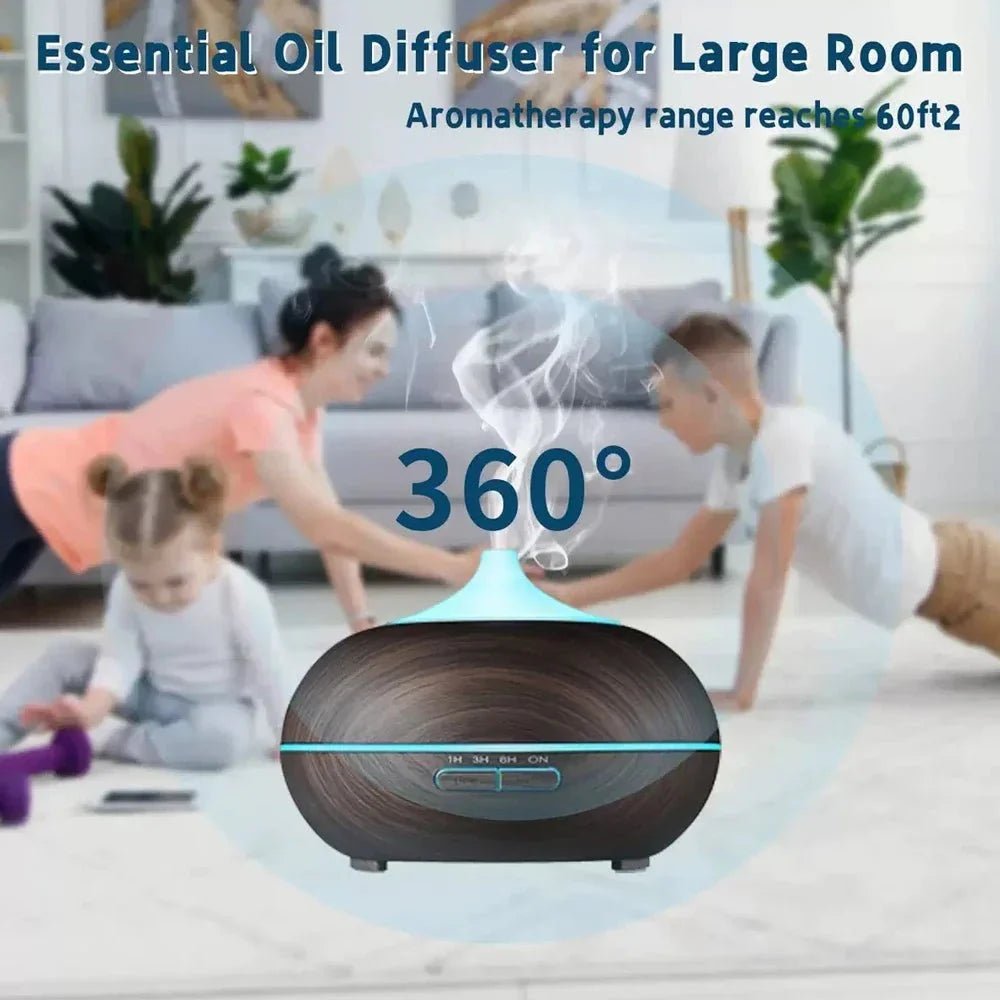 Essential Oil Diffuser 550ml Ultrasonic Aromatherapy Humidifier 4 Timer Auto Shut - Off 7 Color LED - GiftMira
