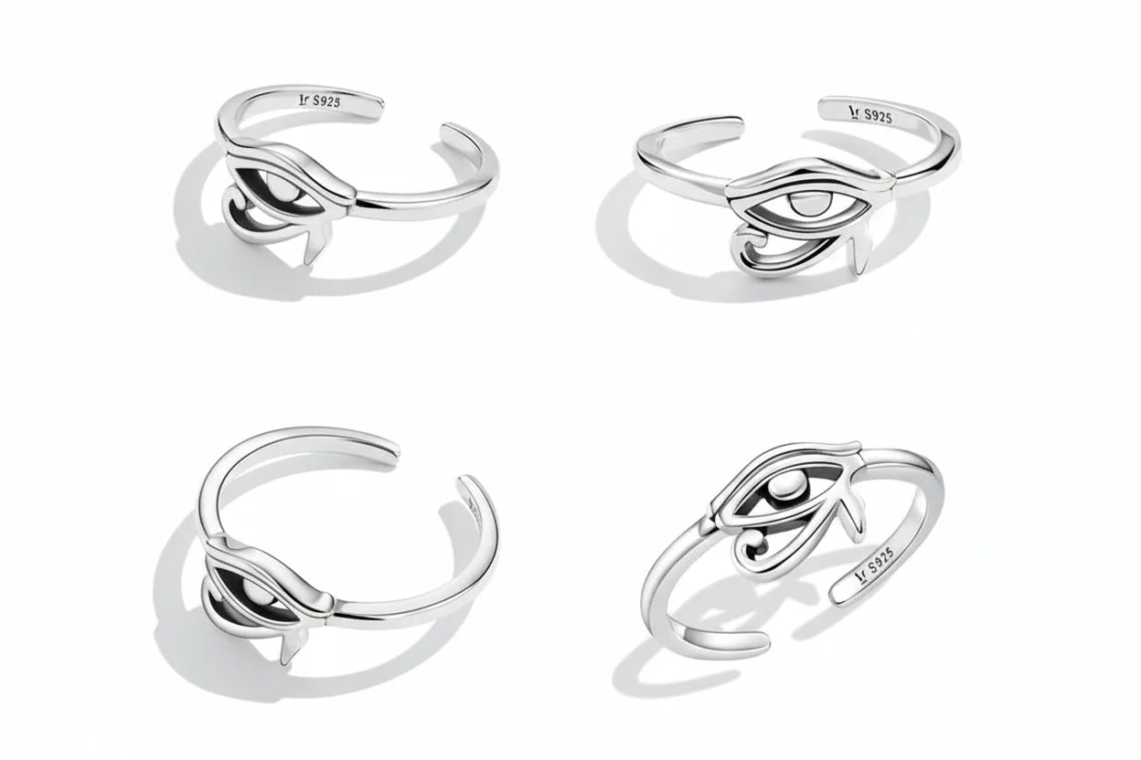 Eye of Horus Protection Ring | 925 Sterling Silver Lucky Hollow - GiftMira