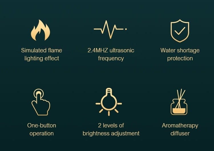 FlameScent - Flaming Effect Humidifier & Ultrasonic Cool Mist Aroma Diffuser - GiftMira