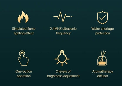 FlameScent - Flaming Effect Humidifier & Ultrasonic Cool Mist Aroma Diffuser - GiftMira