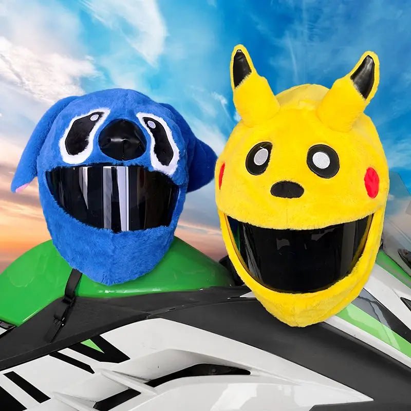 Fluffy Cartoon Motorcycle Helmet Cover Plush Set - Personalized Helmets Accessories - GiftMira