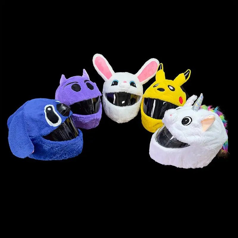Fluffy Cartoon Motorcycle Helmet Cover Plush Set - Personalized Helmets Accessories - GiftMira
