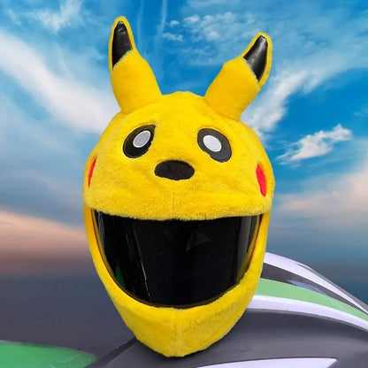 Fluffy Cartoon Motorcycle Helmet Cover Plush Set - Personalized Helmets Accessories - GiftMira