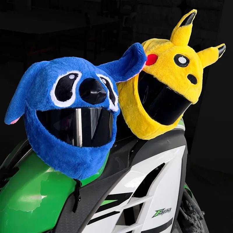Fluffy Cartoon Motorcycle Helmet Cover Plush Set - Personalized Helmets Accessories - GiftMira