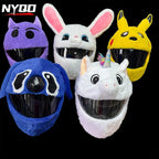 Fluffy Cartoon Motorcycle Helmet Cover Plush Set - Personalized Helmets Accessories - GiftMira