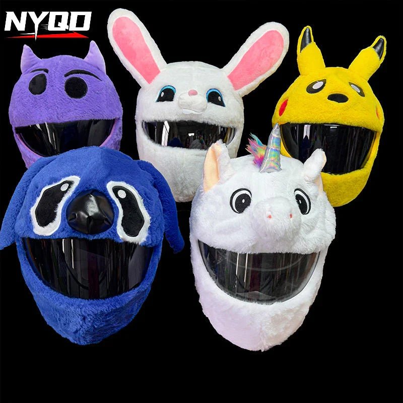 Fluffy Cartoon Motorcycle Helmet Cover Plush Set - Personalized Helmets Accessories - GiftMira