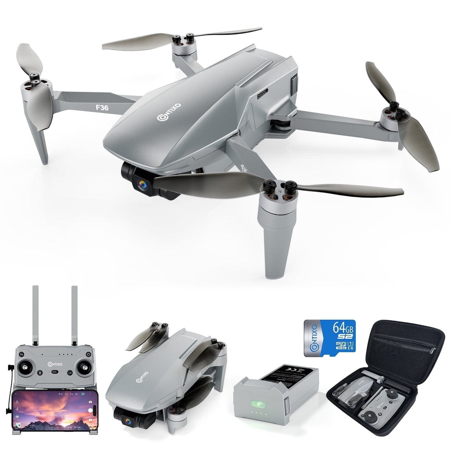 Foldable Mini Drone with 4K Camera, RC Quadcopter with GPS Auto Return Brushless Motor Follow Me - GiftMira