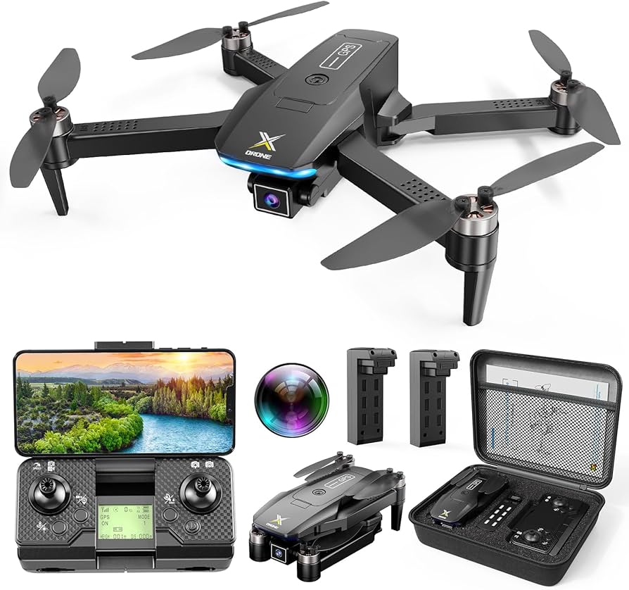 Foldable Mini Drone with 4K Camera, RC Quadcopter with GPS Auto Return Brushless Motor Follow Me - GiftMira
