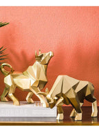 Geometric Bull Figurine Modern Abstract Bull Sculpture Home Office Desk Decor Gift - GiftMira